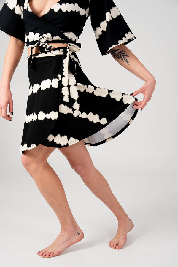 Wrap Skirt Mini In Blot Black - Manners London