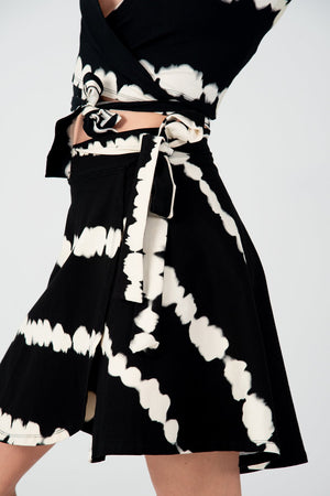 Wrap Skirt Mini In Blot Black - Manners London