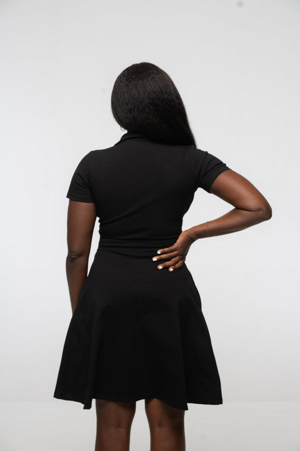 Zaba Dress Mini A - Line in Black - Manners London