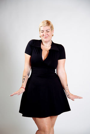 Zaba Dress Mini A - Line in Black - Manners London