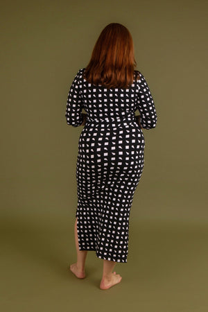 Zip Midi Dress 3/4 Sleeve in Esk - Manners London