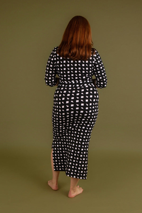 Zip Midi Dress 3/4 Sleeve in Esk - Manners London