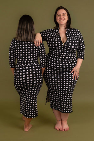 Zip Midi Dress 3/4 Sleeve Petite in Esk - Manners London