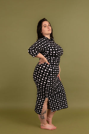 Zip Midi Dress 3/4 Sleeve Petite in Esk - Manners London