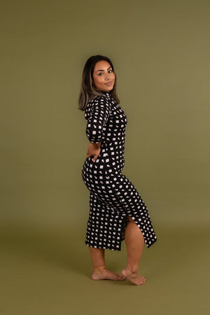 Zip Midi Dress 3/4 Sleeve Petite in Esk - Manners London