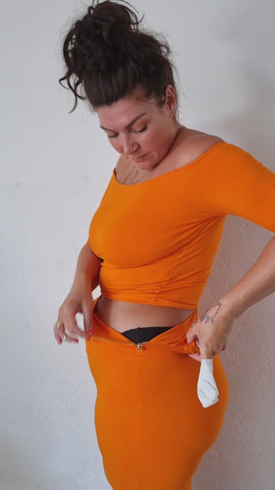 Favell Midi Skirt in Tangerine