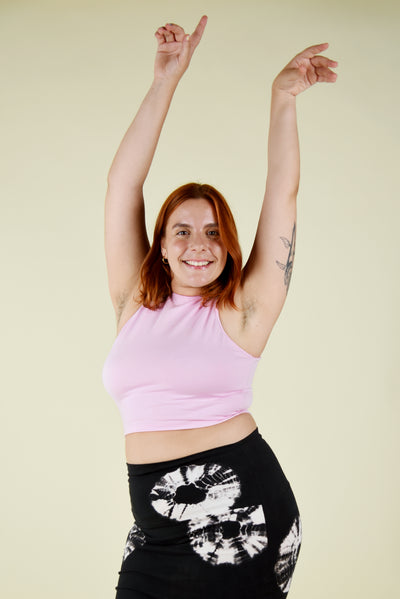 Iza Crop Vest Top in Pastel Pink