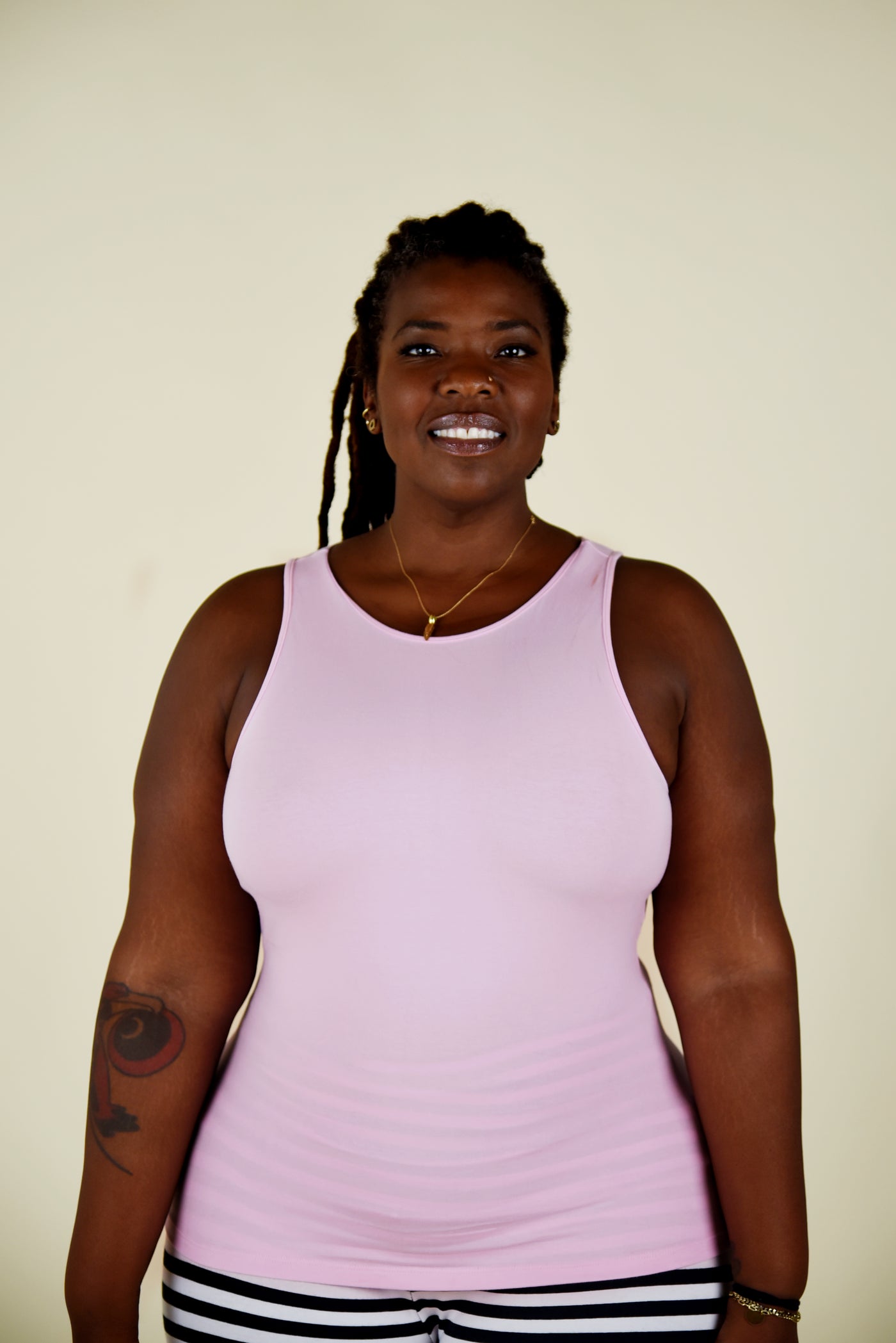 Iza Full Length Vest Top in Pastel Pink