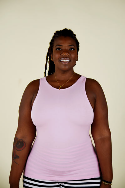 Iza Full Length Vest Top in Pastel Pink