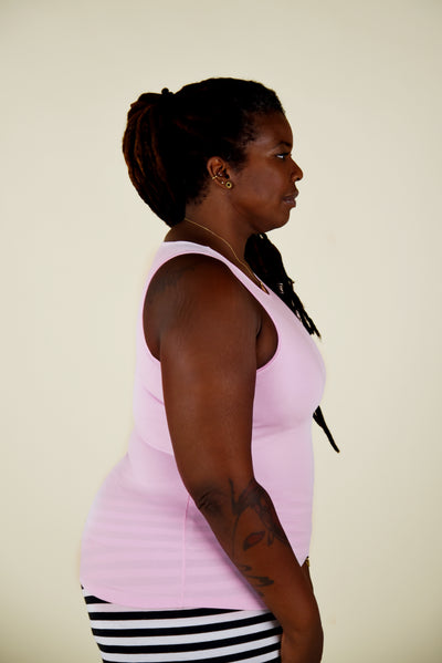 Iza Full Length Vest Top in Pastel Pink