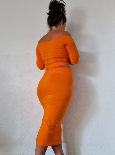Favell Midi Skirt in Tangerine