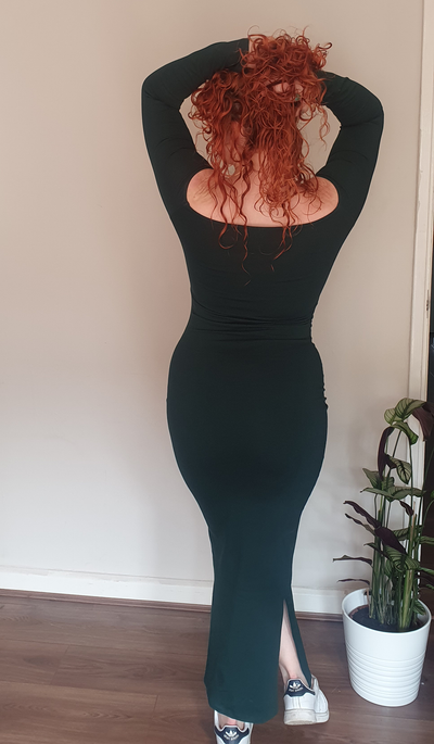 Baza Midi Dress in Forest Green