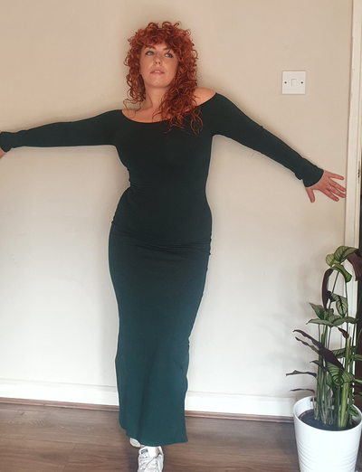 Baza Midi Dress in Forest Green