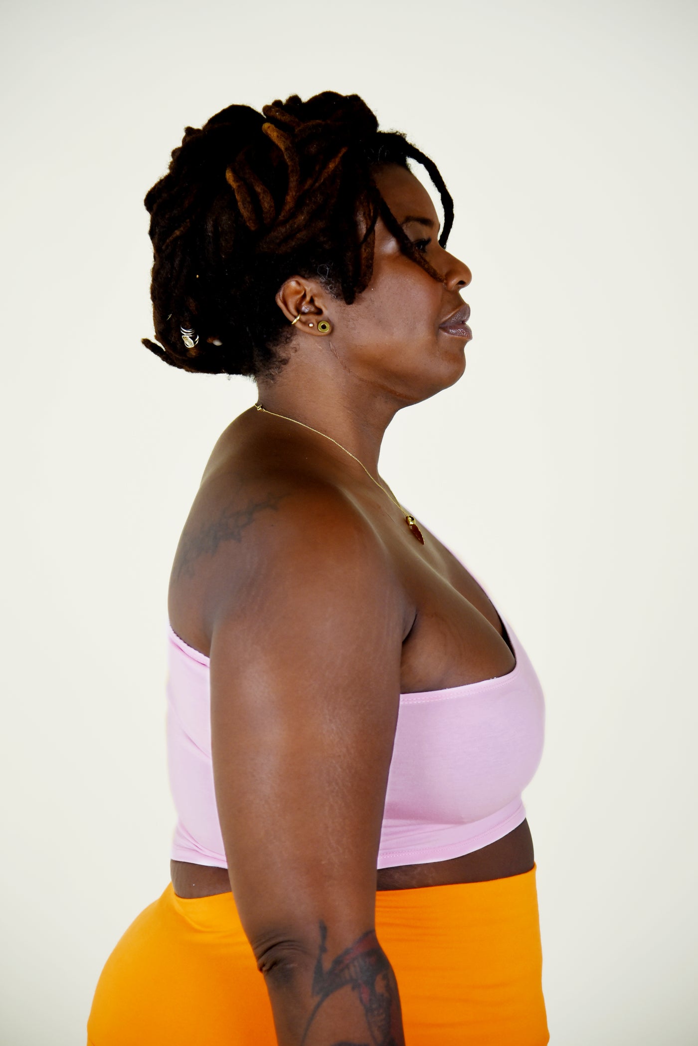 One Shoulder Cut Out Crop in Pastel Pink