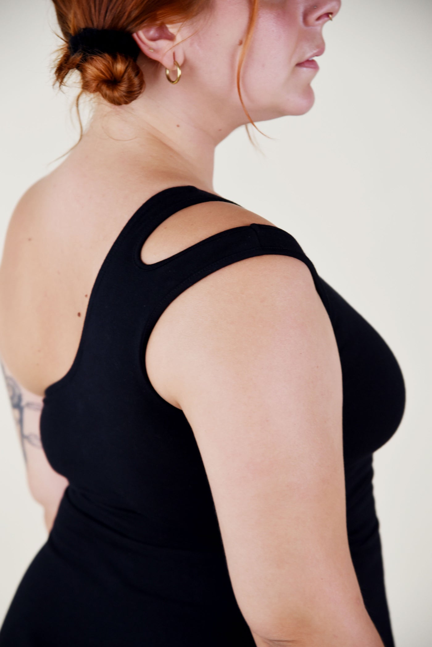 One Shoulder Dress Skater in Black
