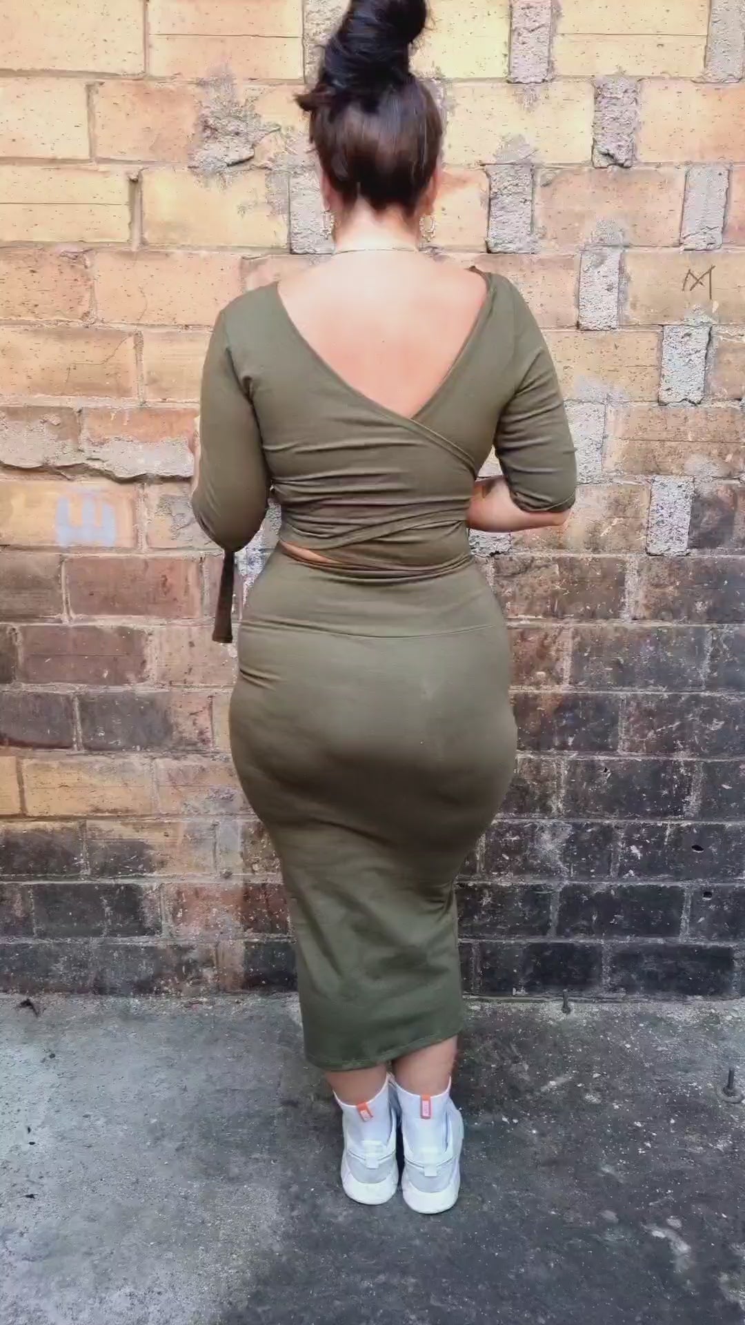 Indah Reversible Wrap Top in Khaki Green