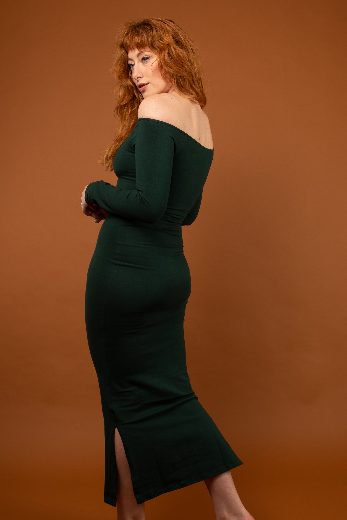 Baza Midi Dress in Forest Green