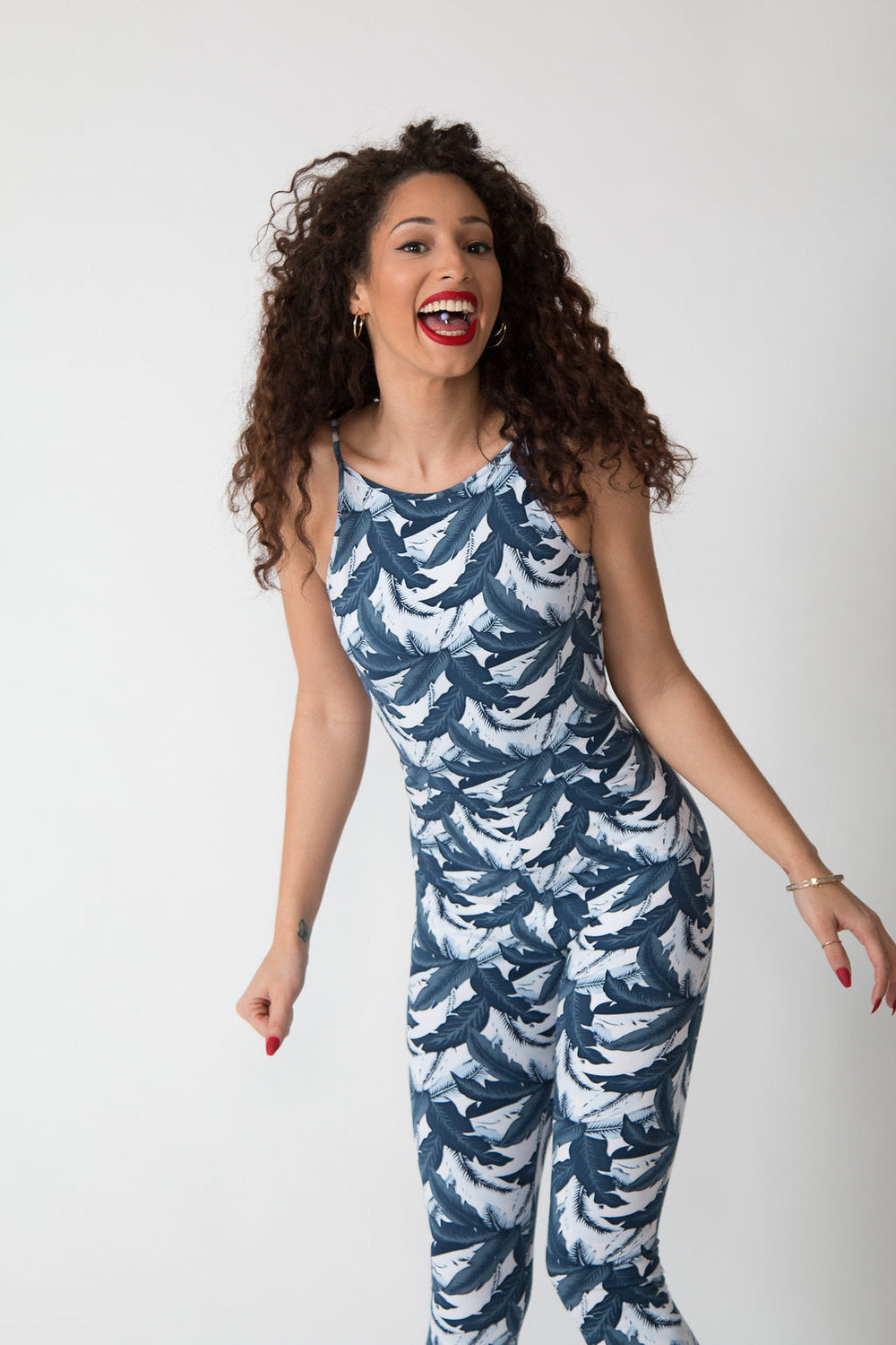Santai Jumpsuit in Blue Banana Print