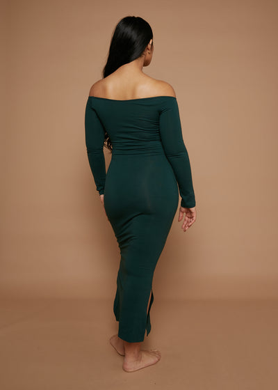 Baza Midi Dress in Forest Green