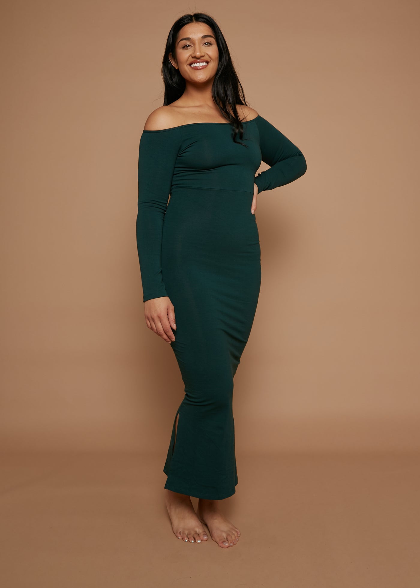 Baza Midi Dress in Forest Green