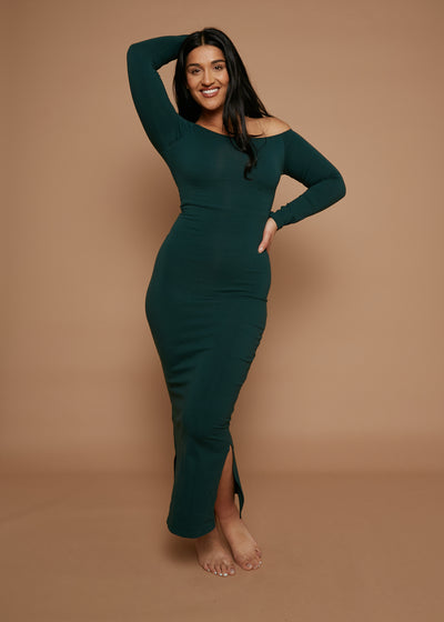 Baza Midi Dress in Forest Green