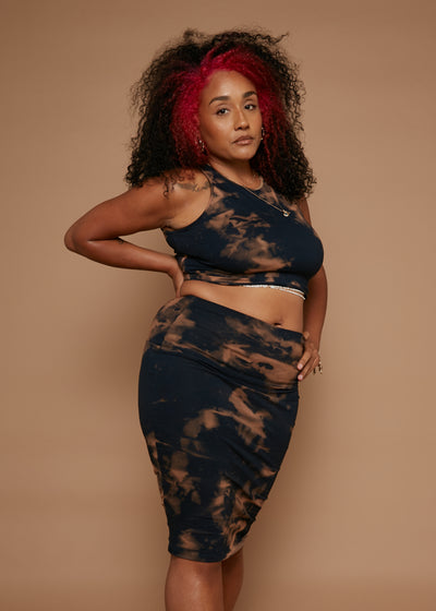 Favell Pencil Skirt In Acid Wash