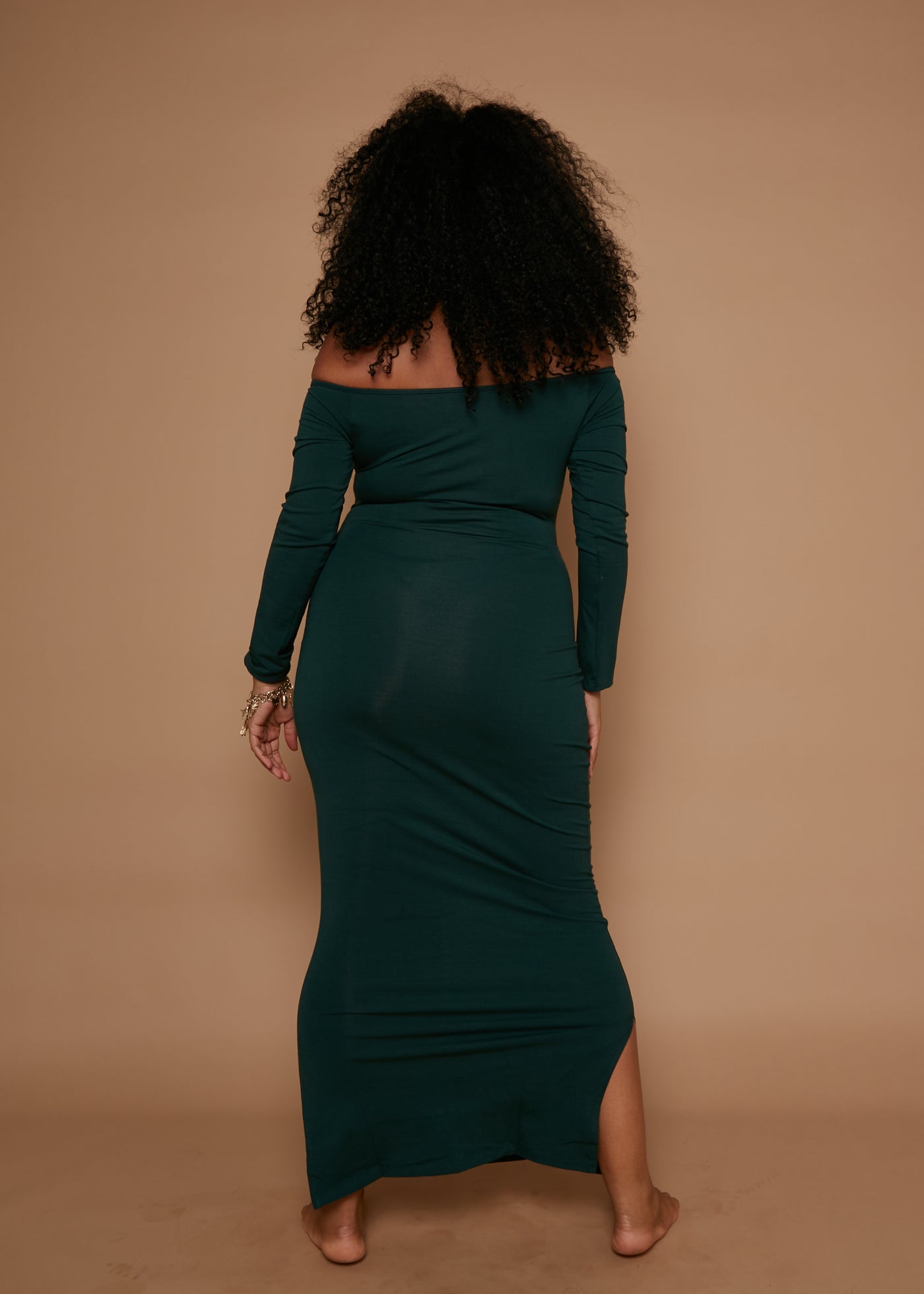 Baza Midi Dress in Forest Green
