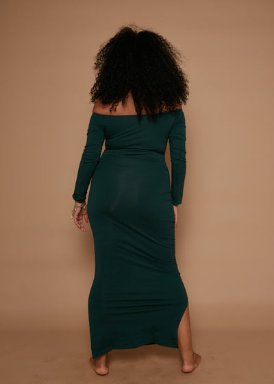 Baza Midi Dress in Forest Green