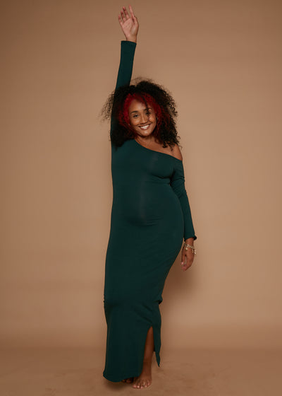 Baza Midi Dress in Forest Green
