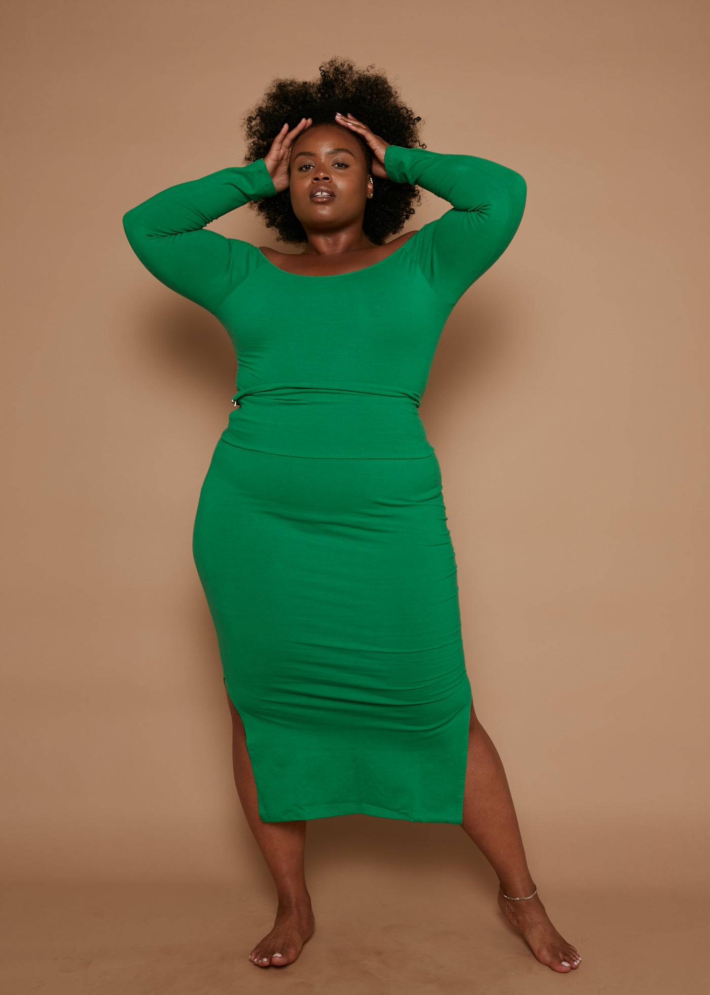 Baza Full Length Top in Grass Green