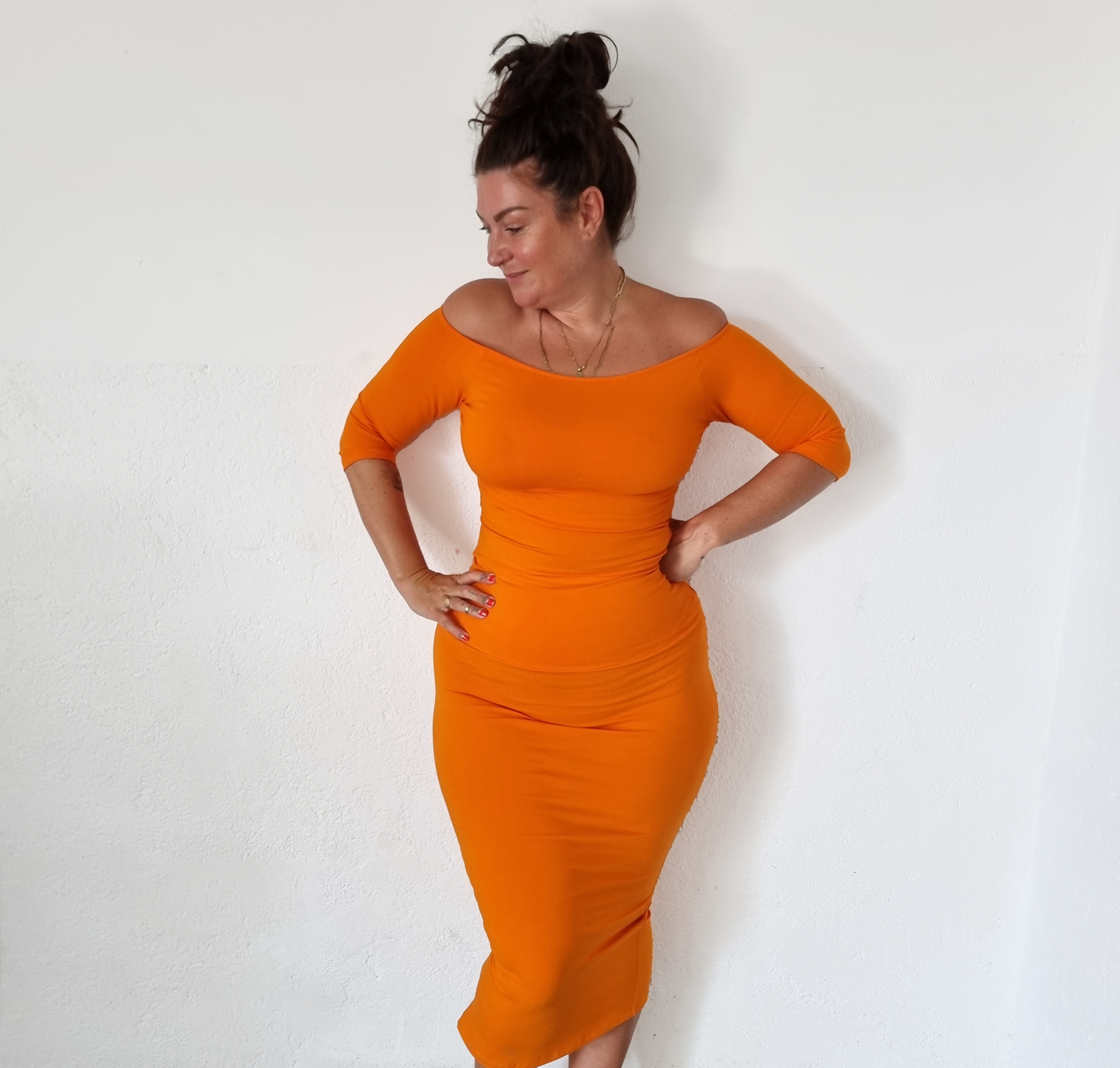 Favell Midi Skirt in Tangerine