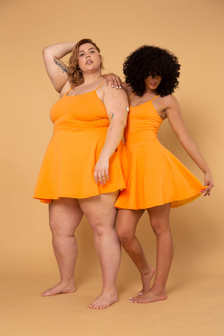 Jola Pocket Skater Dress and Skirt in Tangerine