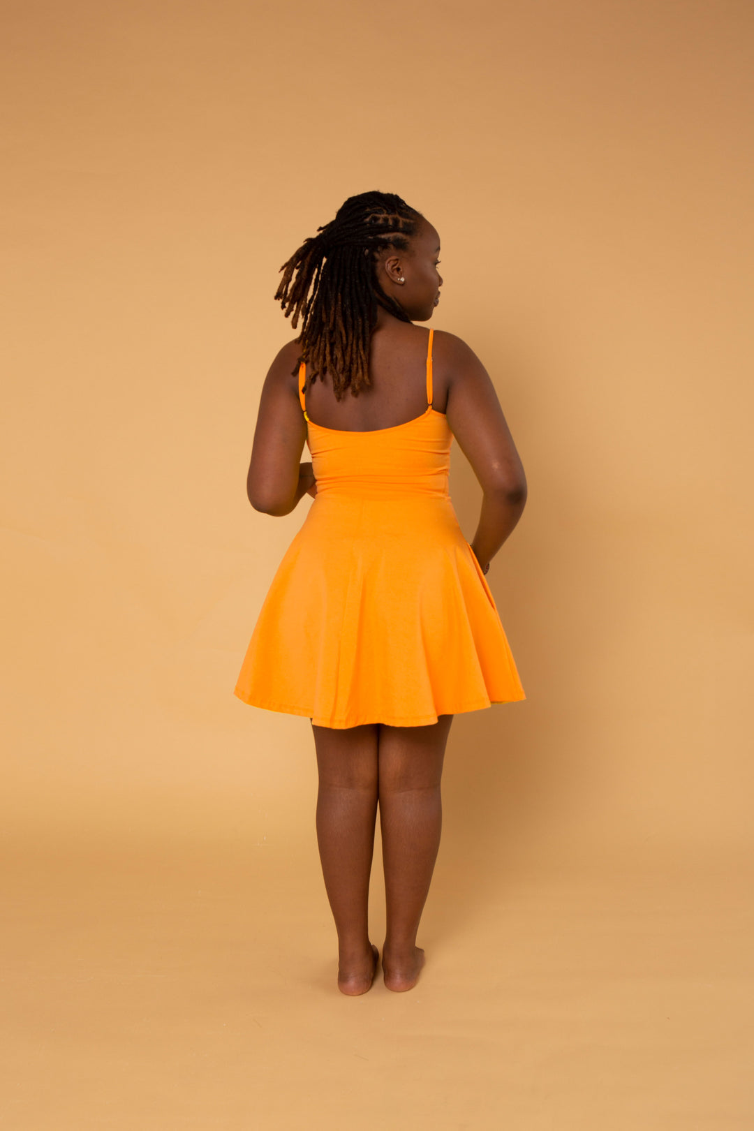 Jola Pocket Skater Dress and Skirt in Tangerine