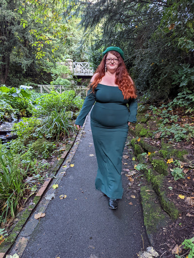 Baza Midi Dress in Forest Green