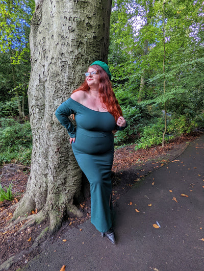 Baza Midi Dress in Forest Green