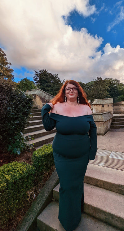 Baza Midi Dress in Forest Green