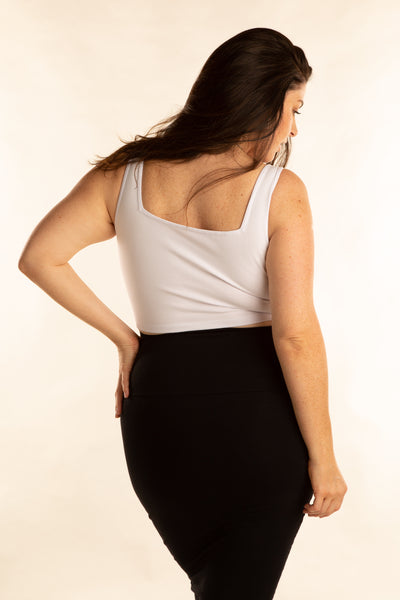 Square Neck Crop Vest in White