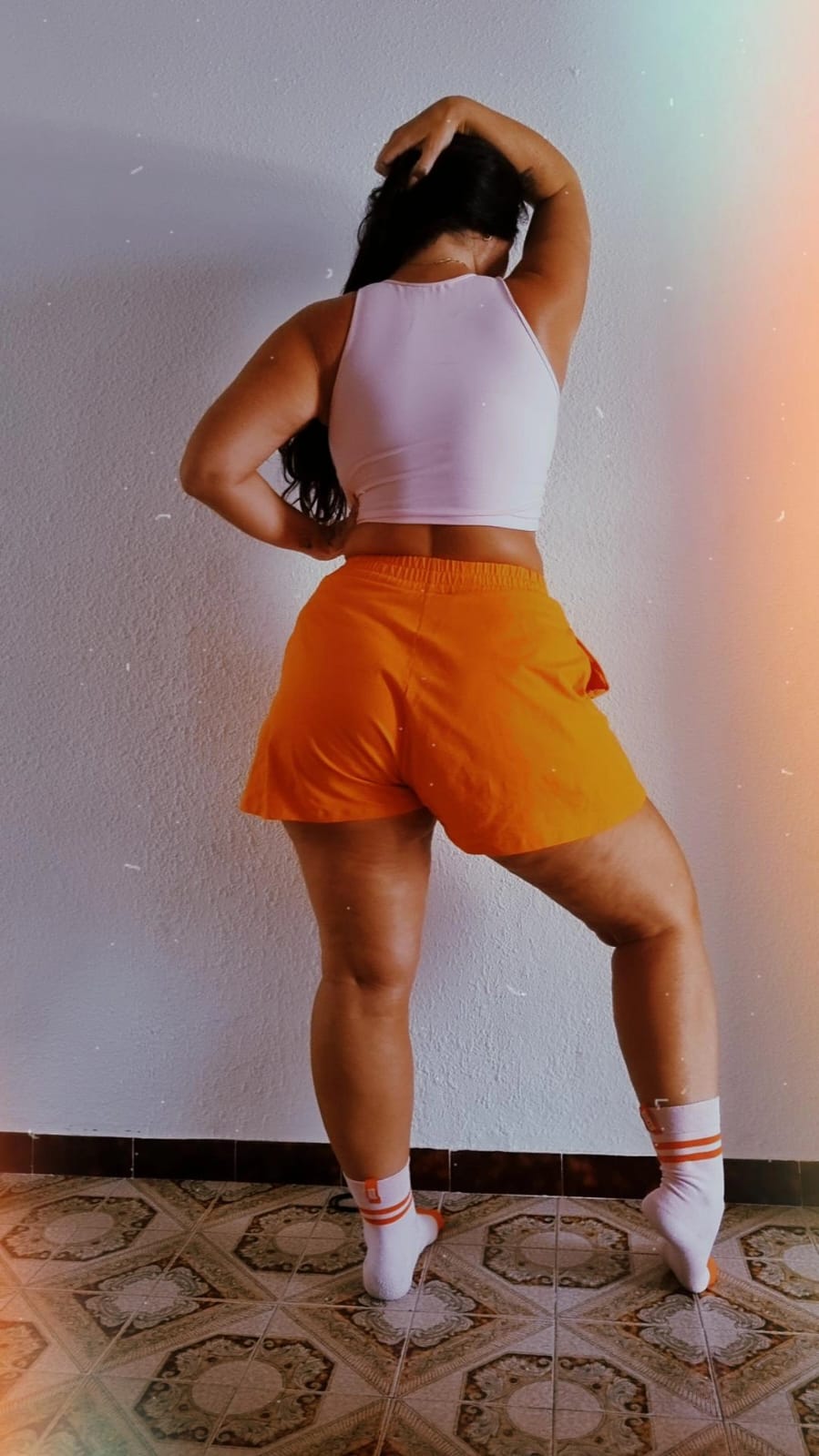 Short shorts in Tangerine