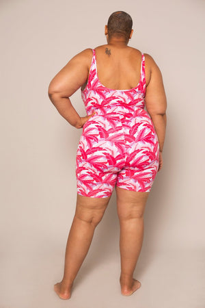 Api Playsuit in Pink Banana Leaf - Manners London