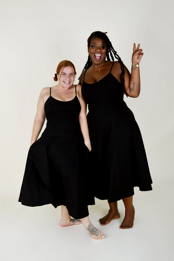 Asri Dress Midi Petite in Black - Manners London