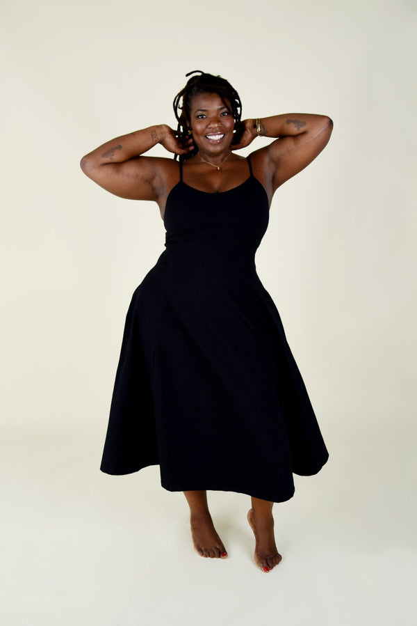 Asri Midi Dress in Black - Manners London