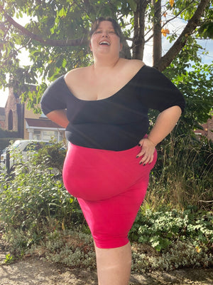 Bardot Mid Crop Top in Black - Manners London