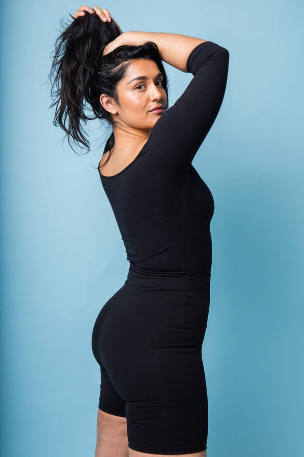 Bardot Mid Crop Top in Black - Manners London