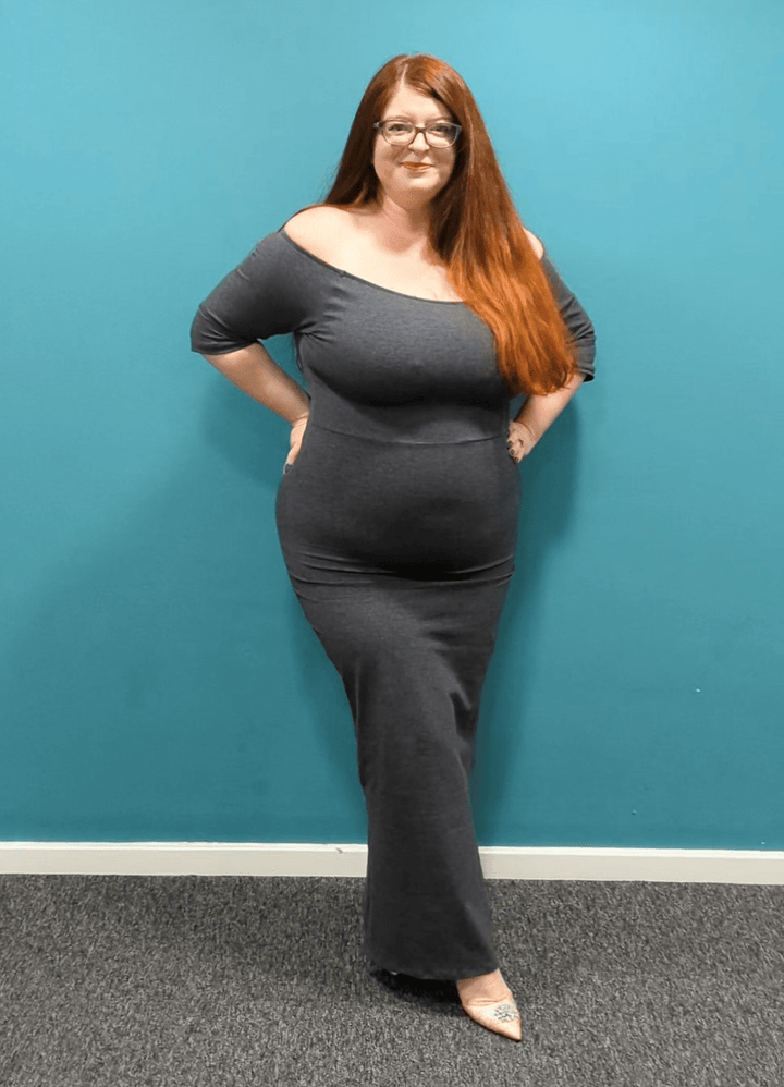 Baza Midi Dress 3/4 sleeve in Misty Grey - Manners London