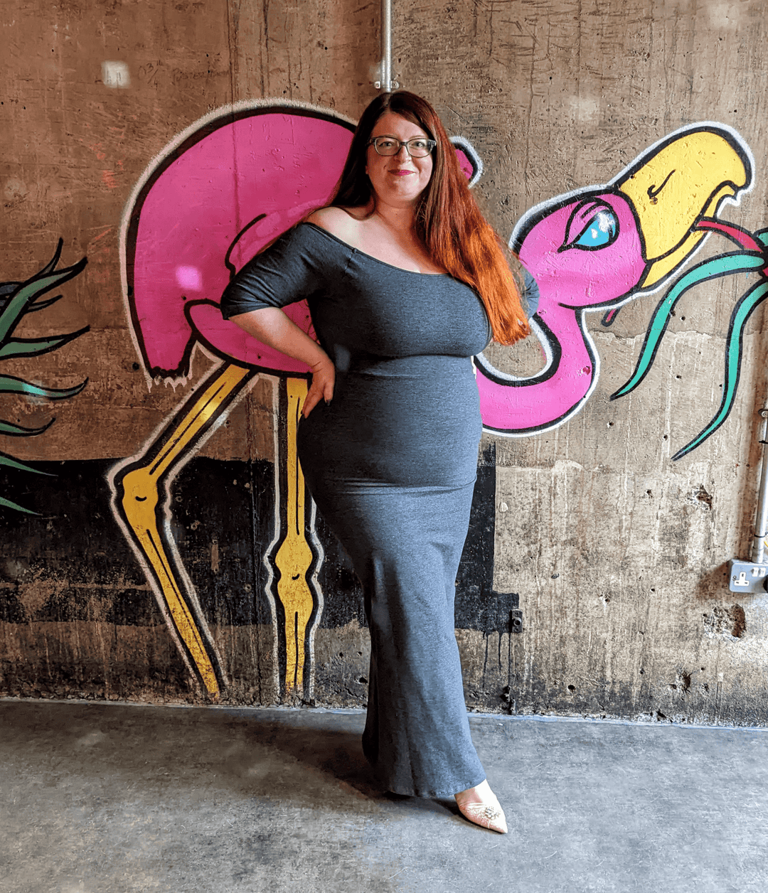 Baza Midi Dress 3/4 sleeve in Misty Grey - Manners London