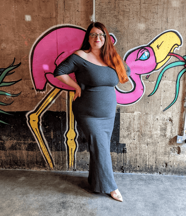 Baza Midi Dress 3/4 sleeve in Misty Grey - Manners London