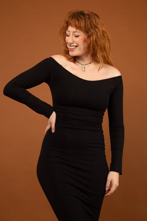 Baza Midi Dress in Black - Manners London