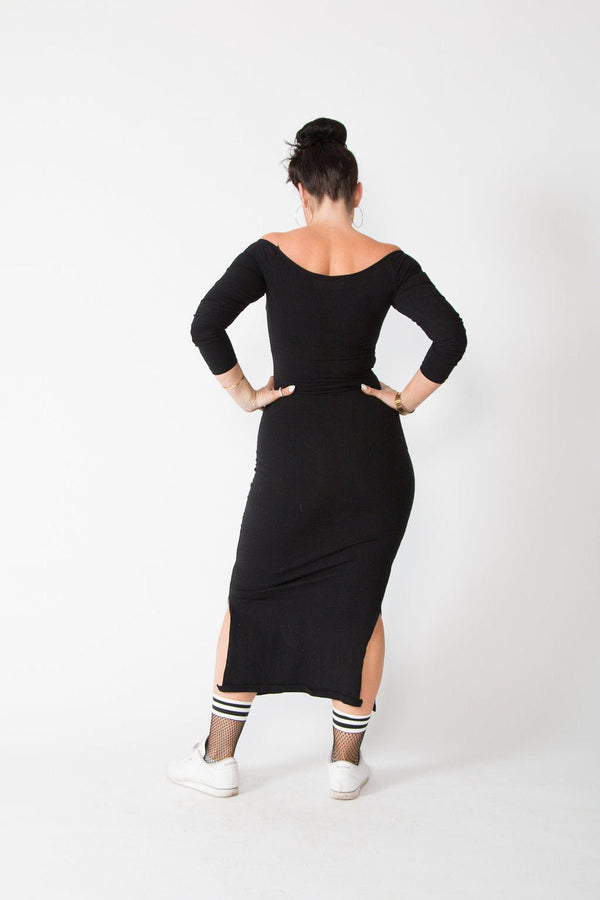 Baza Midi Dress in Black - Manners London