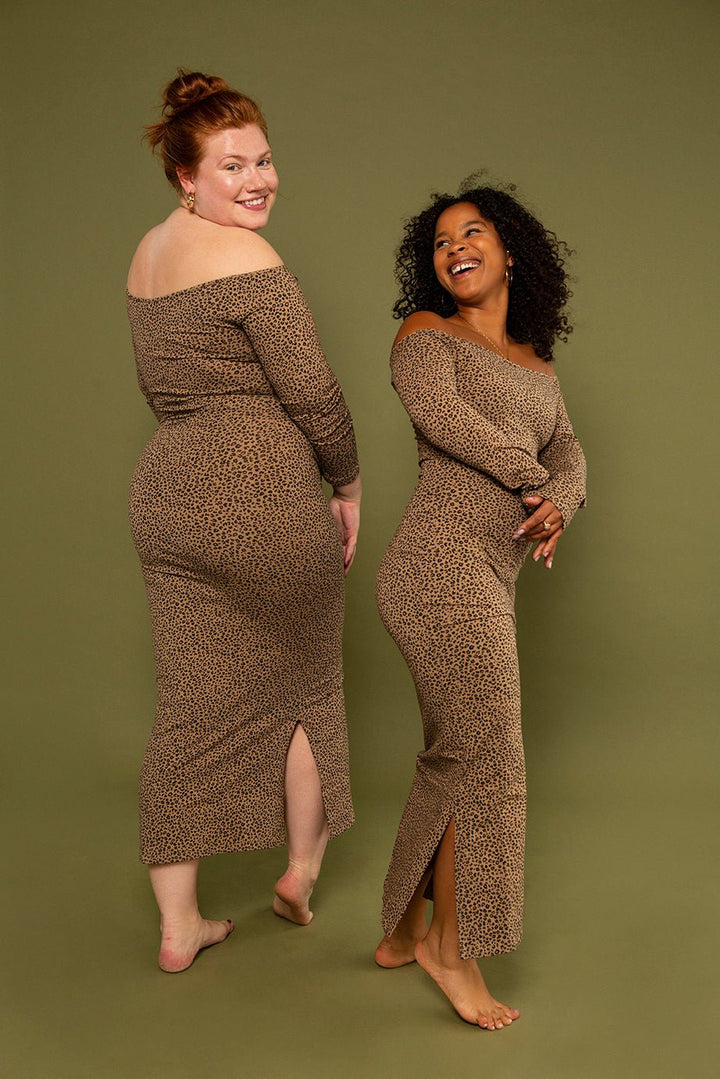 Baza Midi Dress in Classic Leopard Print - Manners London