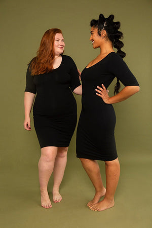 Chama Reversible Pencil Dress in Black - Manners London